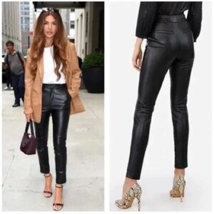 Express Black Leather Ankle Pants